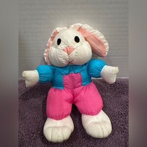 Puffalump Style Nylon Bunny Rabbit International Silver Co. Plush VTG Neon